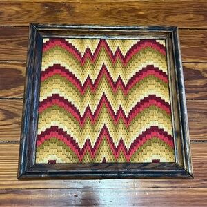 70s Retro Woven Framed Wall Decor